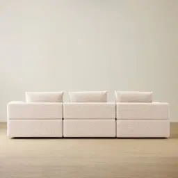 Riviera III Stone White 3 Pieces Modular Fabric Sofa