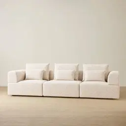 Riviera III Stone White 3 Pieces Modular Fabric Sofa