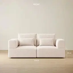 Riviera III Stone White 2 Pieces Modular Fabric Sofa