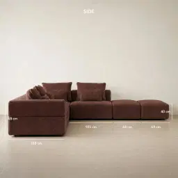 Riviera III Pecan Boucle Fabric Modular Sofa