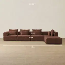 Riviera III Pecan Boucle Fabric Modular Sofa