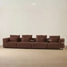 Riviera III Pecan Boucle 4 Pieces Modular Fabric Sofa