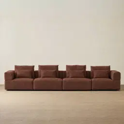 Riviera III Pecan Boucle 4 Pieces Modular Fabric Sofa