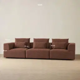 Riviera III Pecan Boucle 3 Pieces Modular Fabric Sofa