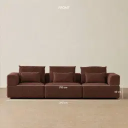 Riviera III Pecan Boucle 3 Pieces Modular Fabric Sofa