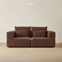 Riviera III Pecan Boucle 2 Pieces Modular Fabric Sofa