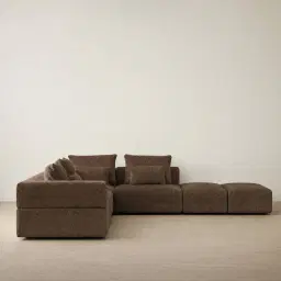 Riviera III Bistre Brown Boucle Fabric Modular Sofa