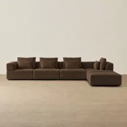 Riviera III Bistre Brown Boucle Fabric Modular Sofa