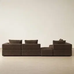 Riviera III Bistre Brown Boucle Fabric Modular Sofa