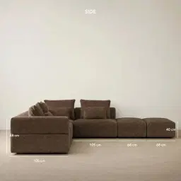 Riviera III Bistre Brown Boucle Fabric Modular Sofa