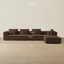 Riviera III Bistre Brown Boucle Fabric Modular Sofa
