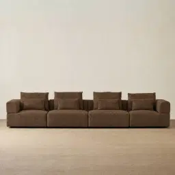 Riviera III Bistre Brown Boucle 4 Pieces Modular Fabric Sofa