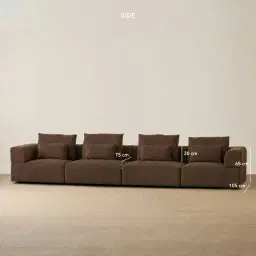 Riviera III Bistre Brown Boucle 4 Pieces Modular Fabric Sofa