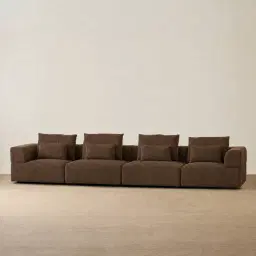 Riviera III Bistre Brown Boucle 4 Pieces Modular Fabric Sofa