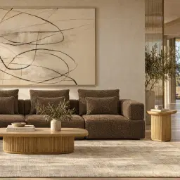 Riviera III Bistre Brown Boucle 3 Pieces Modular Fabric Sofa