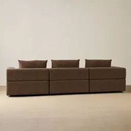 Riviera III Bistre Brown Boucle 3 Pieces Modular Fabric Sofa