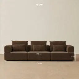 Riviera III Bistre Brown Boucle 3 Pieces Modular Fabric Sofa