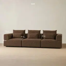 Riviera III Bistre Brown Boucle 3 Pieces Modular Fabric Sofa