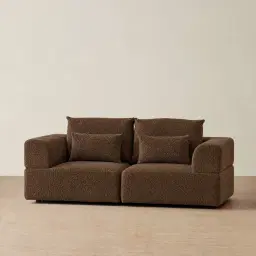 Riviera III Bistre Brown Boucle 2 Pieces Modular Fabric Sofa