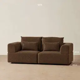 Riviera III Bistre Brown Boucle 2 Pieces Modular Fabric Sofa