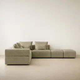 Riviera III Basil Green Boucle Fabric Modular Sofa