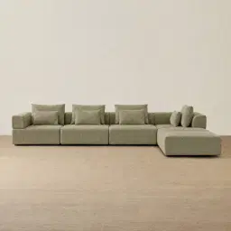 Riviera III Basil Green Boucle Fabric Modular Sofa