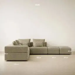 Riviera III Basil Green Boucle Fabric Modular Sofa
