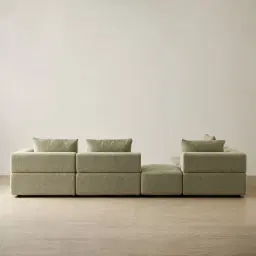 Riviera III Basil Green Boucle Fabric Modular Sofa