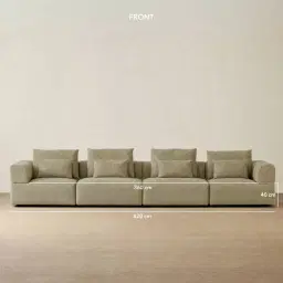 Riviera III Basil Green Boucle 4 Pieces Modular Fabric Sofa