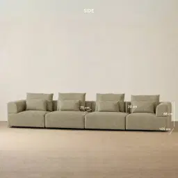 Riviera III Basil Green Boucle 4 Pieces Modular Fabric Sofa