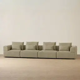 Riviera III Basil Green Boucle 4 Pieces Modular Fabric Sofa