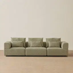 Riviera III Basil Green Boucle 3 Pieces Modular Fabric Sofa