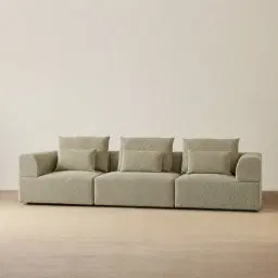 Riviera III Basil Green Boucle 3 Pieces Modular Fabric Sofa