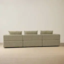Riviera III Basil Green Boucle 3 Pieces Modular Fabric Sofa