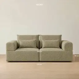 Riviera III Basil Green Boucle 2 Pieces Modular Fabric Sofa