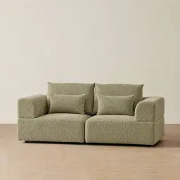 Riviera III Basil Green Boucle 2 Pieces Modular Fabric Sofa