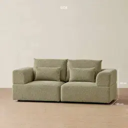 Riviera III Basil Green Boucle 2 Pieces Modular Fabric Sofa