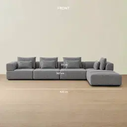 Riviera III Shadow Grey Chenille Fabric Modular Sofa