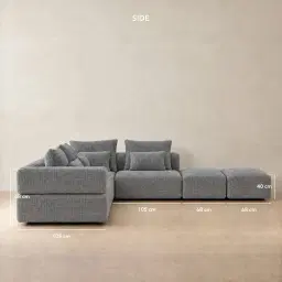 Riviera III Shadow Grey Chenille Fabric Modular Sofa