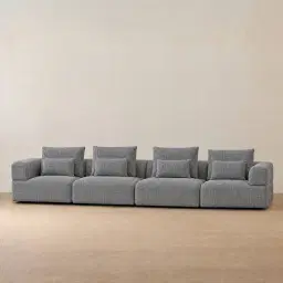 Riviera III Shadow Grey Chenille 4 Pieces Modular Fabric Sofa