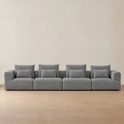 Riviera III Shadow Grey Chenille 4 Pieces Modular Fabric Sofa
