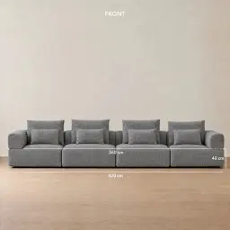Riviera III Shadow Grey Chenille 4 Pieces Modular Fabric Sofa