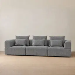 Riviera III Shadow Grey Chenille 3 Pieces Modular Fabric Sofa