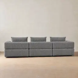 Riviera III Shadow Grey Chenille 3 Pieces Modular Fabric Sofa