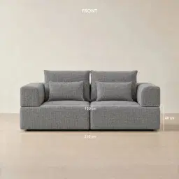 Riviera III Shadow Grey Chenille 2 Pieces Modular Fabric Sofa
