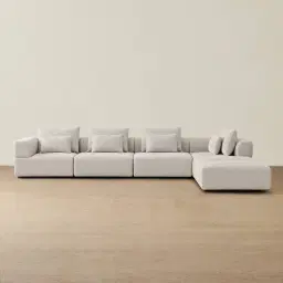 Riviera III Chalk White Chenille Fabric Modular Sofa
