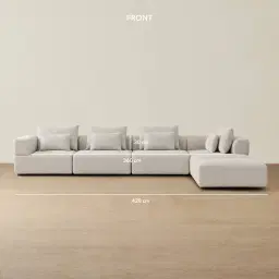 Riviera III Chalk White Chenille Fabric Modular Sofa