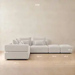 Riviera III Chalk White Chenille Fabric Modular Sofa