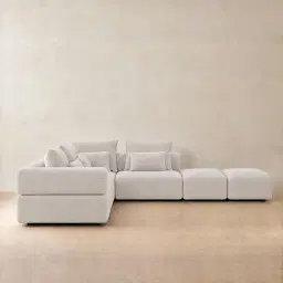 Riviera III Chalk White Chenille Fabric Modular Sofa
