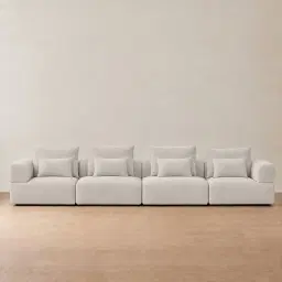 Riviera III Chalk White Chenille 4 Pieces Modular Fabric Sofa